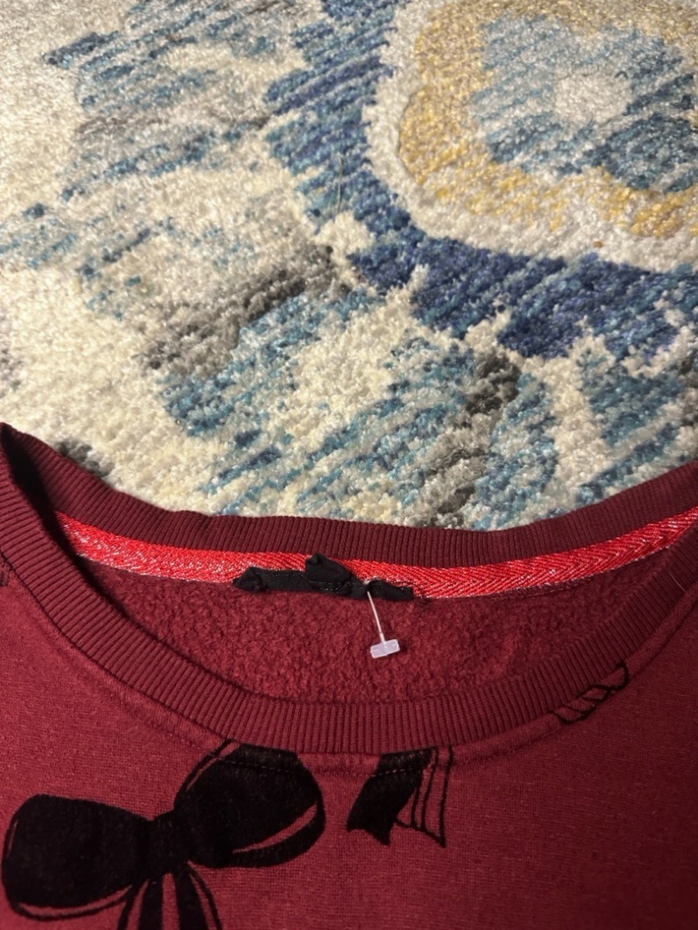 Jane & Delancey Sz Large Burgundy long sleeve shirt with bows - Picture 3 of 6